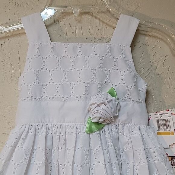 SWEET HEART ROSE WHITE EYELET SLEEVELESS DRESS,  SIZE 3T - NEW! - Picture 2 of 8